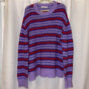 MNML Striped Mohair Wool Blend Sweater XXL Purple Magenta Blue